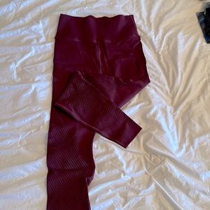 Fabletics SkulptKnit Burgundy Leggings